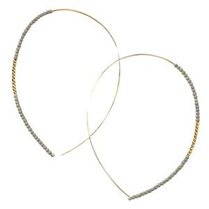 Park Lane "COLLINS" Pierced Earrings GRAY Beads  Threaders 3" Long